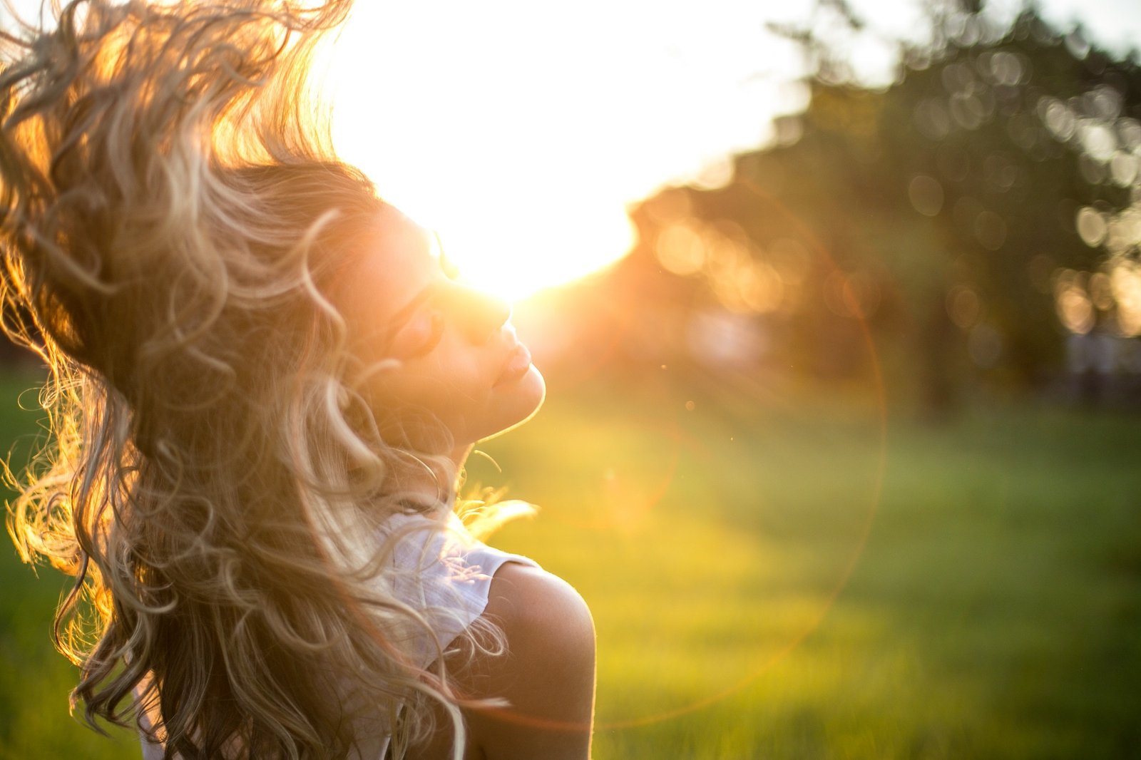 light on woman's hair